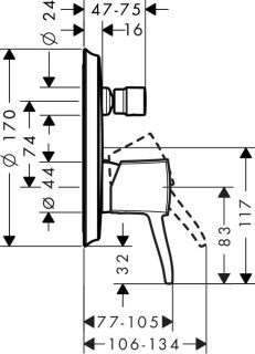 Смеситель Hansgrohe Metropol 31345000 для душа встраиваемый